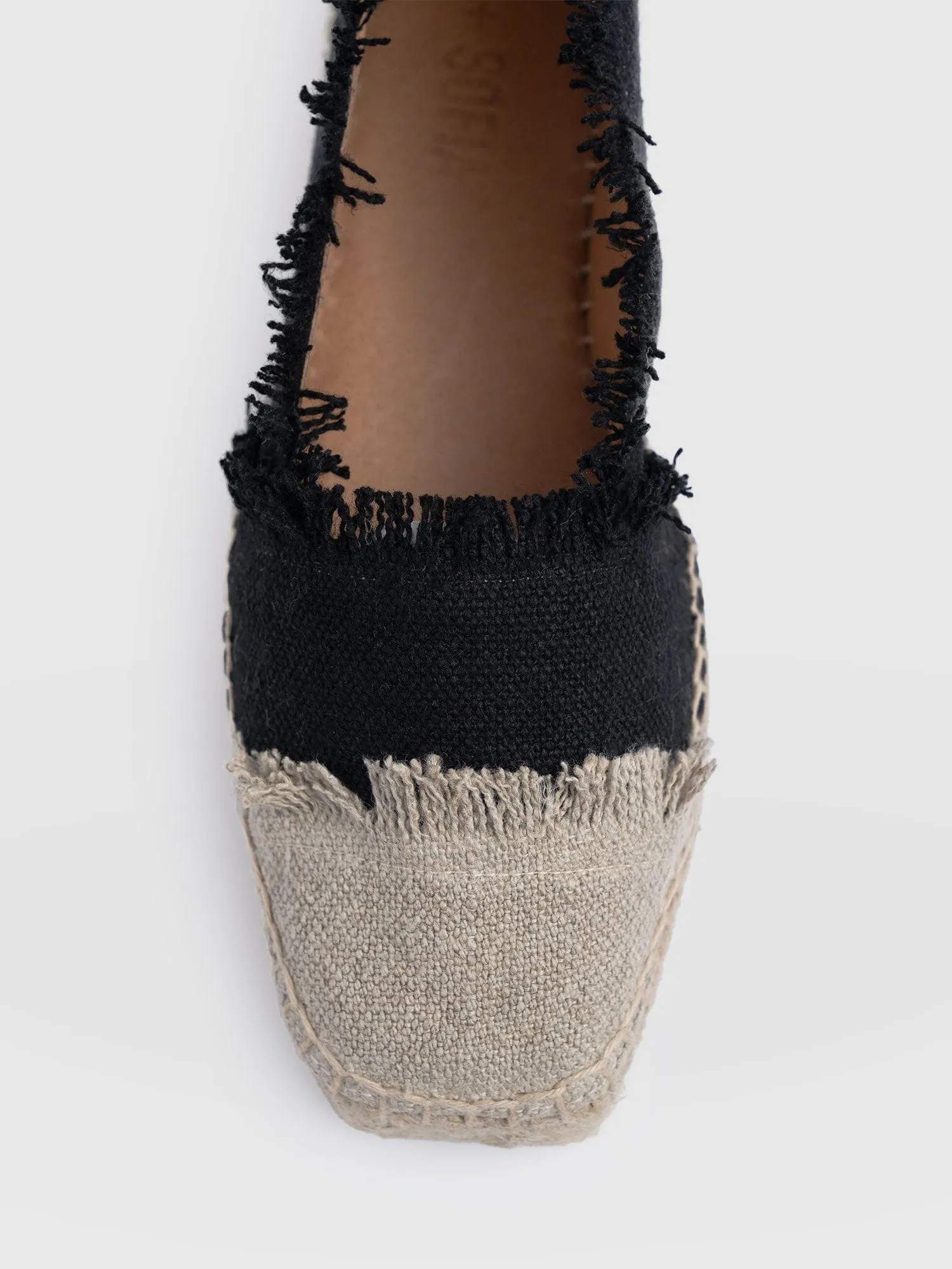 Ivy Frayed Espadrille Pumps - Black