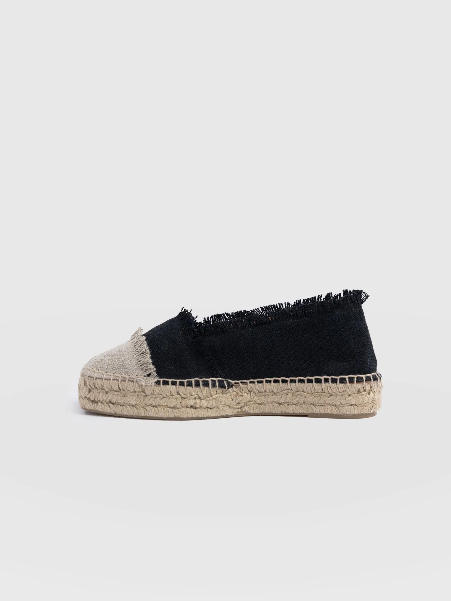 Ivy Frayed Espadrille Pumps - Black