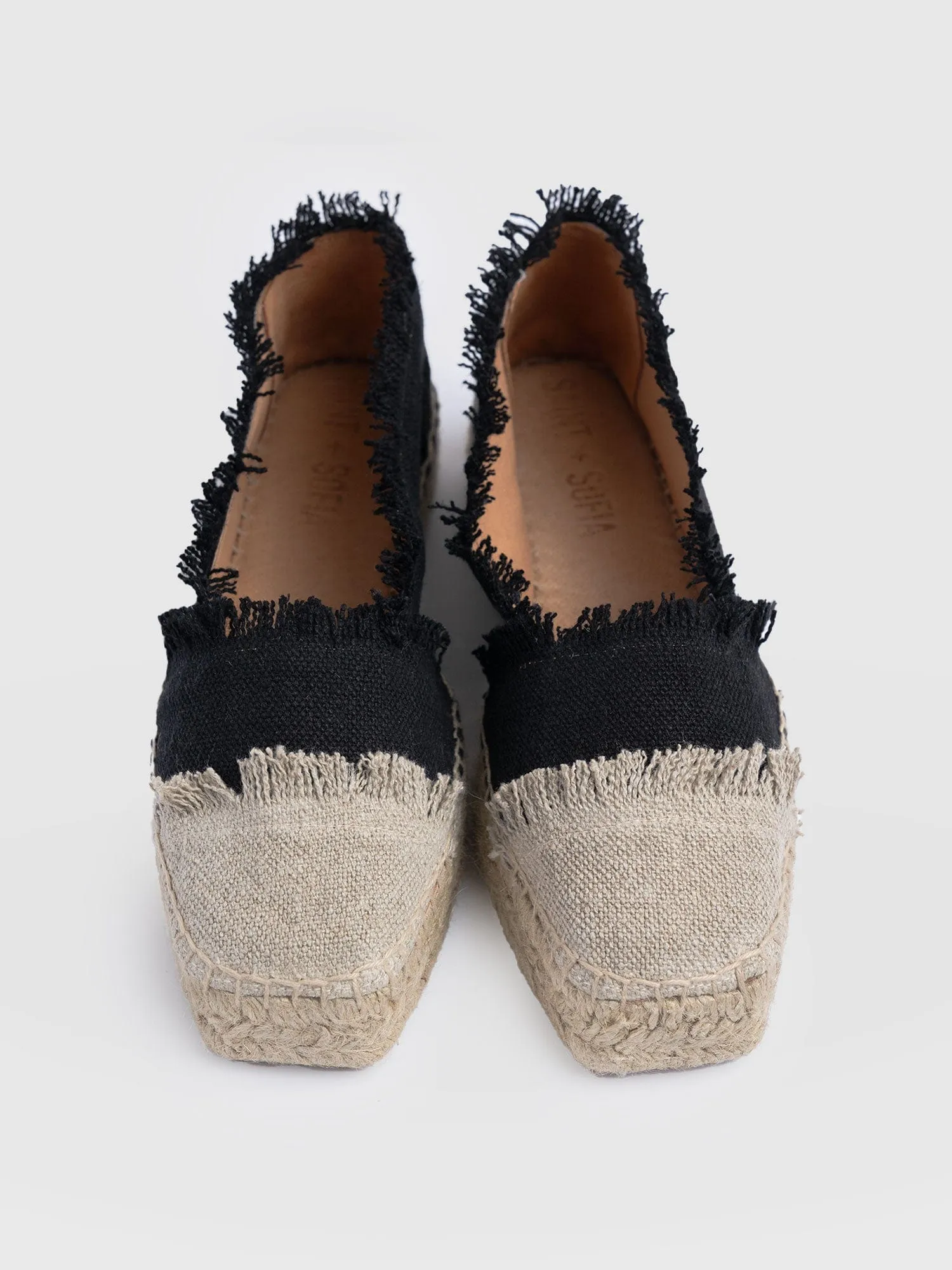 Ivy Frayed Espadrille Pumps - Black