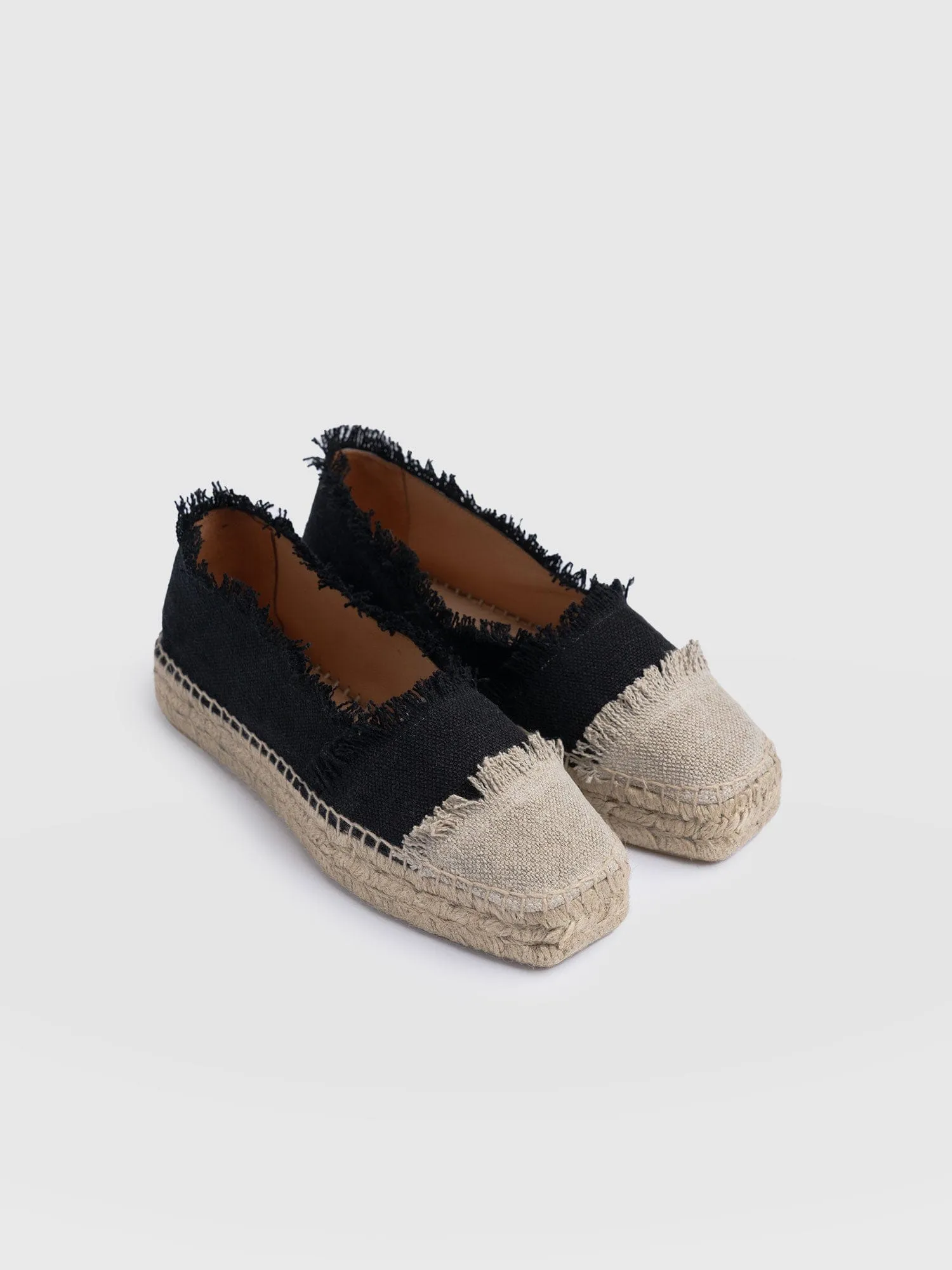 Ivy Frayed Espadrille Pumps - Black