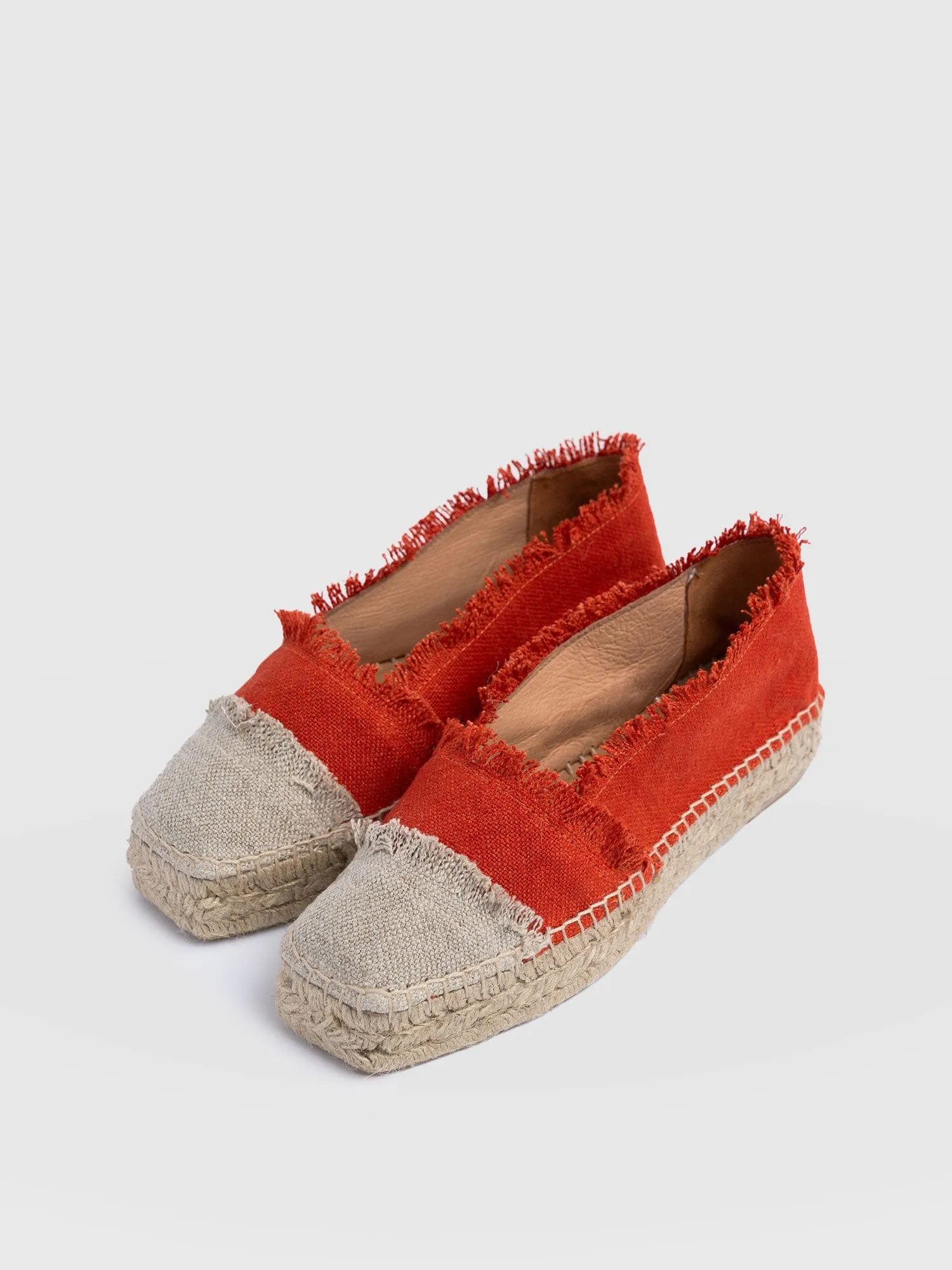 Ivy Frayed Espadrille Pumps - Orange