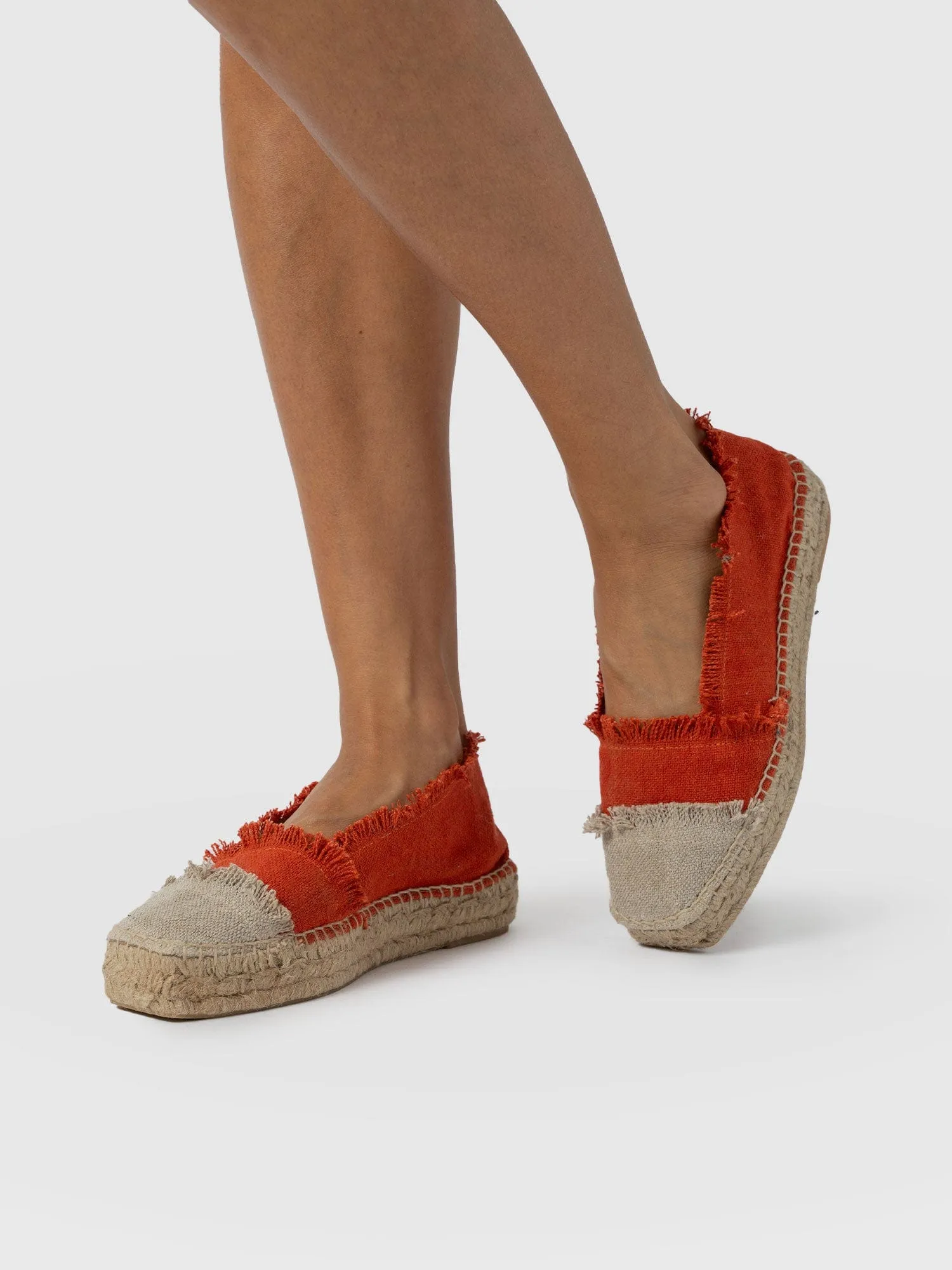 Ivy Frayed Espadrille Pumps - Orange
