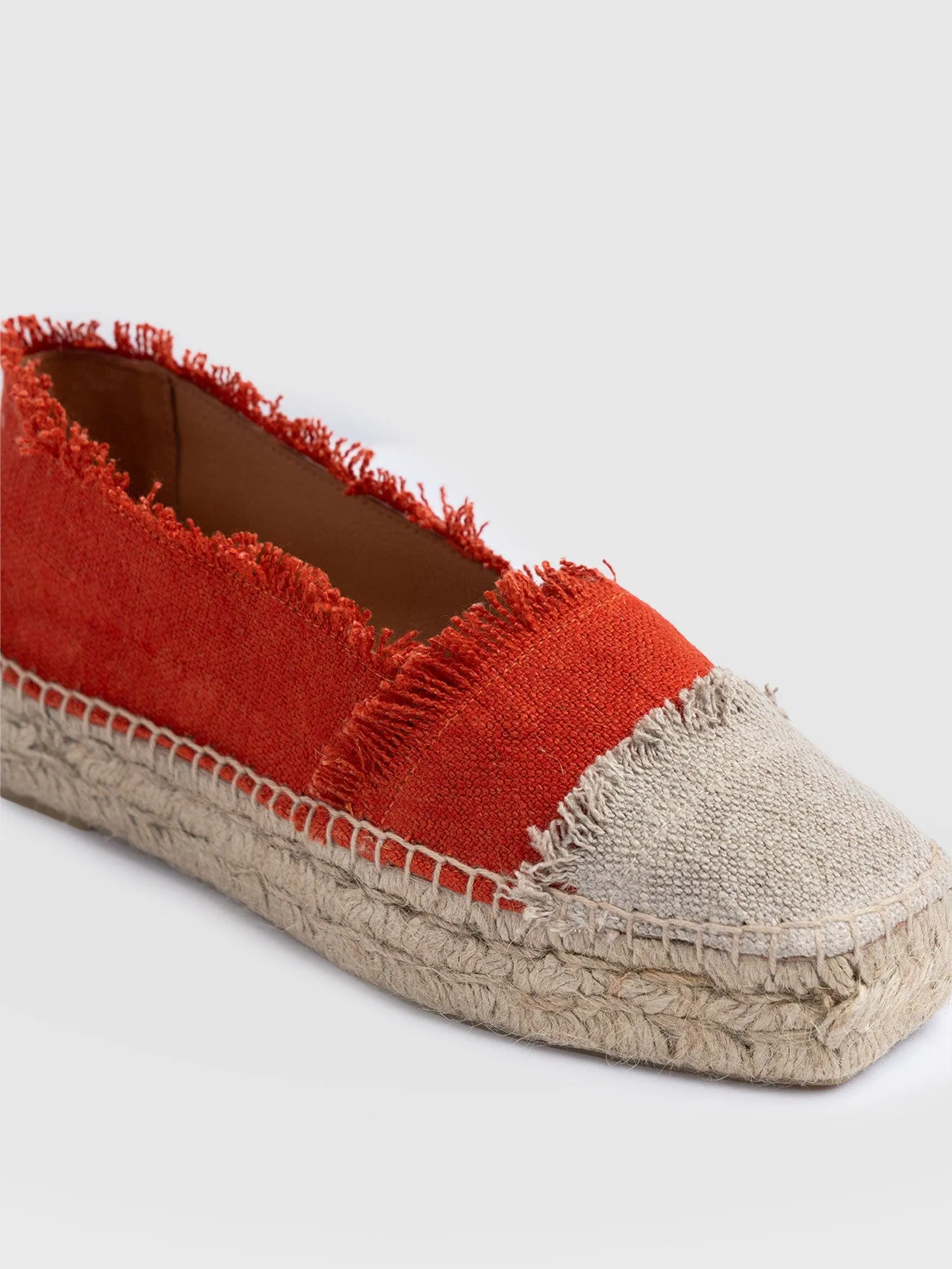 Ivy Frayed Espadrille Pumps - Orange
