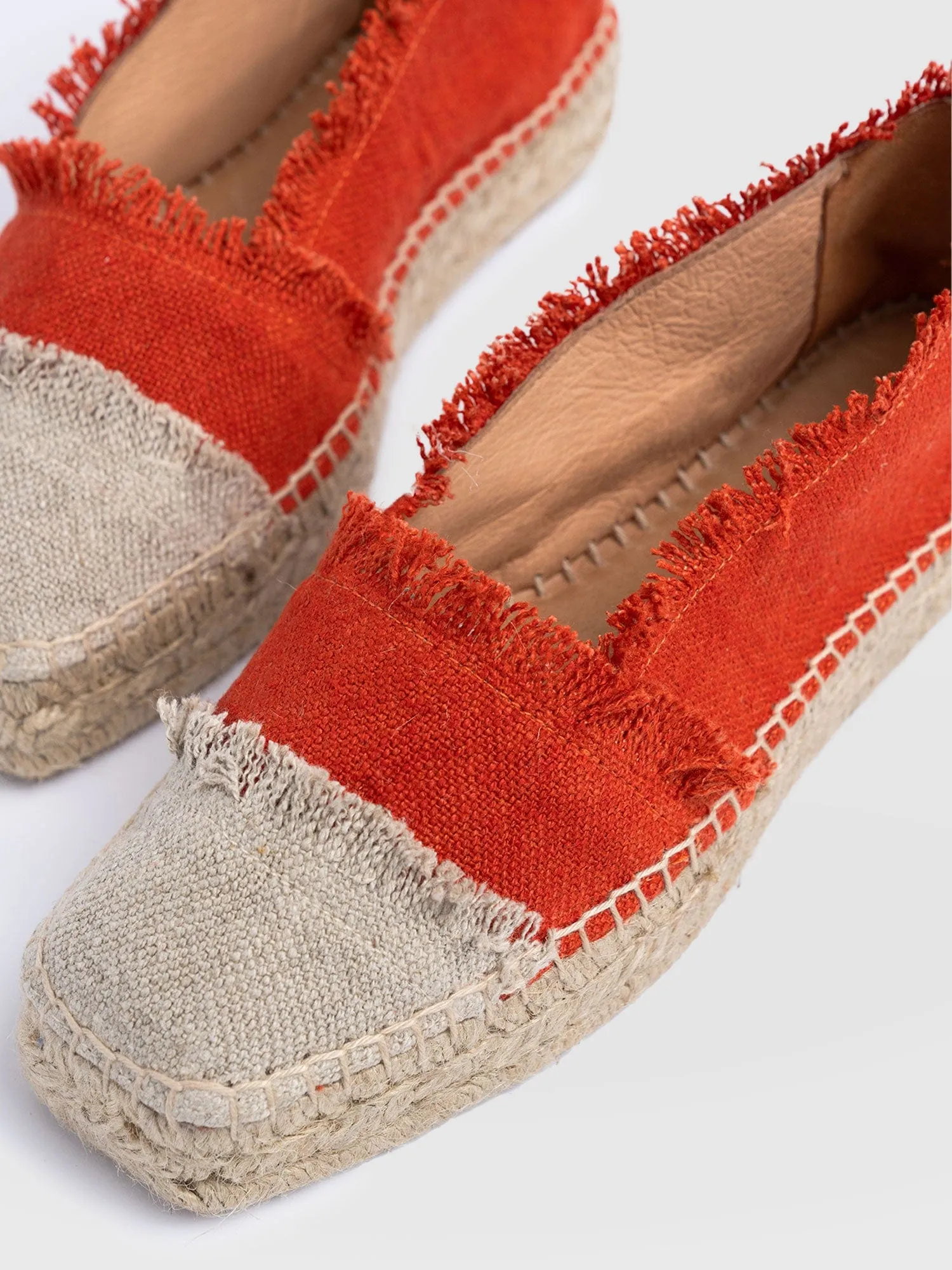 Ivy Frayed Espadrille Pumps - Orange