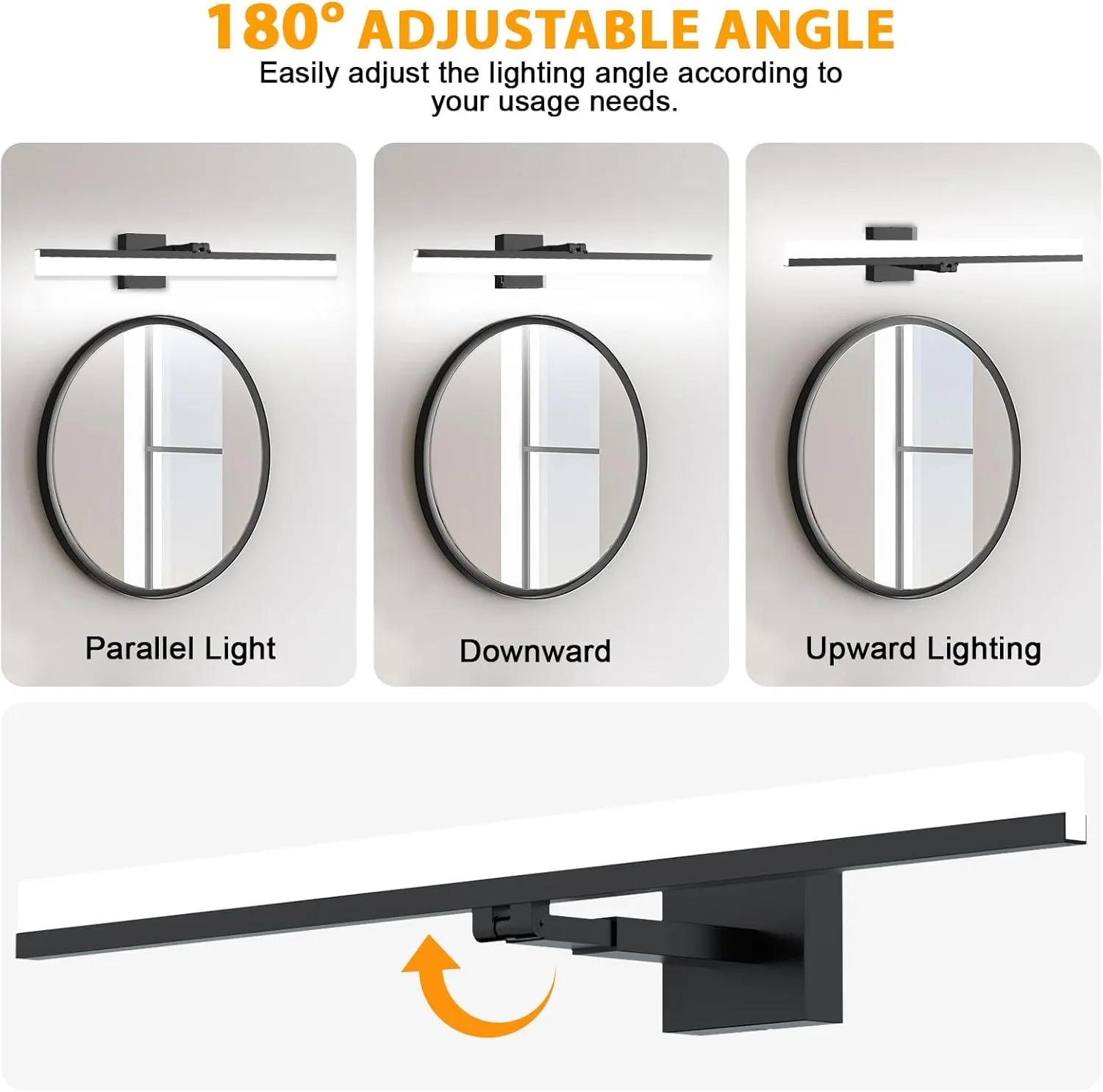 IZORRO 32 inch Modern LED Vanity Light Bar for Bathroom, IP44 (Dimmable & 5CCT & 180°Adjustable & Retractable) Black Bathroom Lighting Fixtures Over Mirror