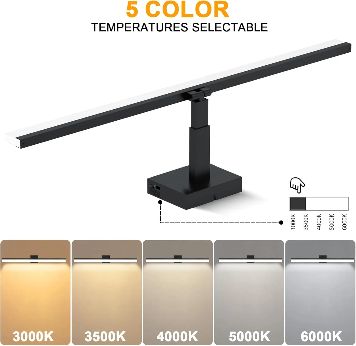 IZORRO 32 inch Modern LED Vanity Light Bar for Bathroom, IP44 (Dimmable & 5CCT & 180°Adjustable & Retractable) Black Bathroom Lighting Fixtures Over Mirror