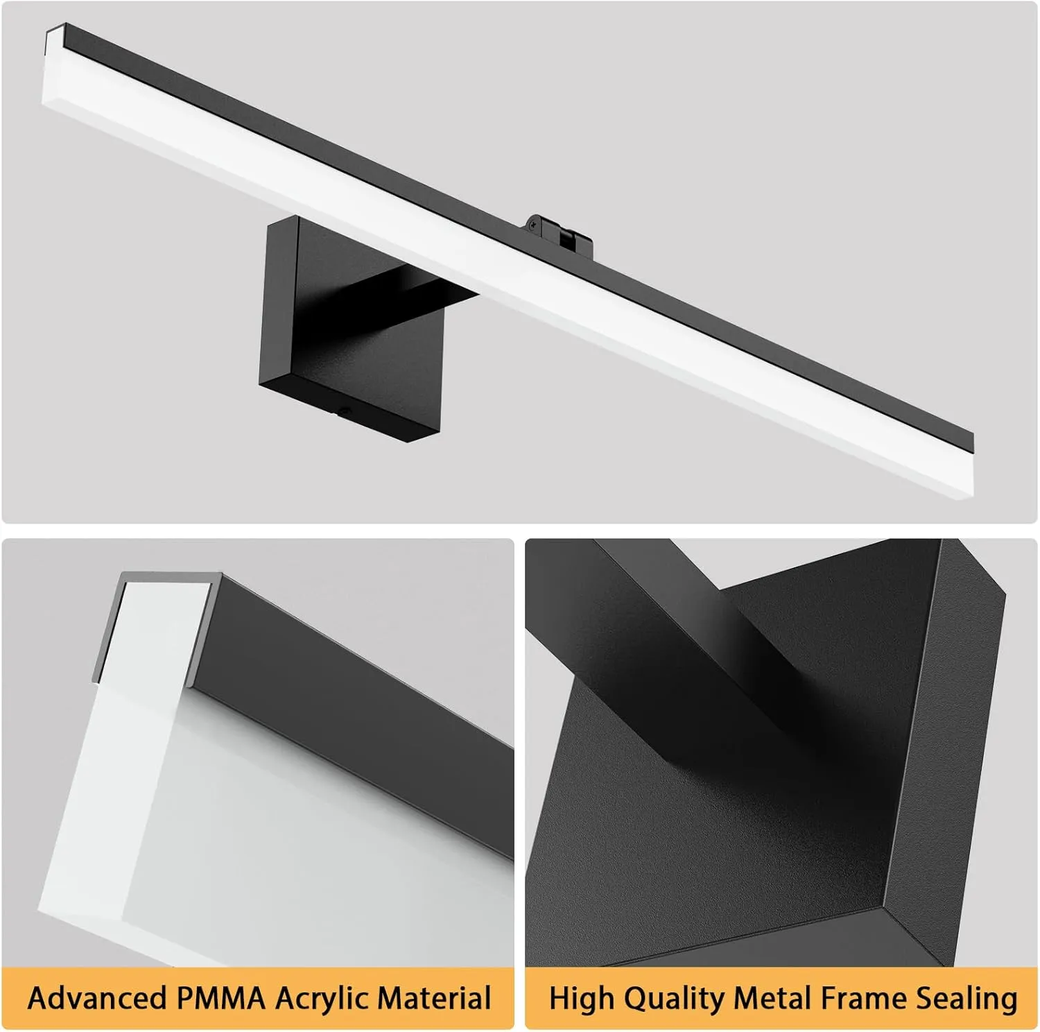 IZORRO 32 inch Modern LED Vanity Light Bar for Bathroom, IP44 (Dimmable & 5CCT & 180°Adjustable & Retractable) Black Bathroom Lighting Fixtures Over Mirror