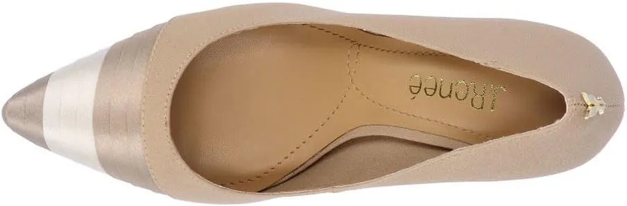 J. Renee Garbina - Heels for Women - Pointed Toe - Synthetic Outsole - Pleated Cap Toe - Kitten Heels