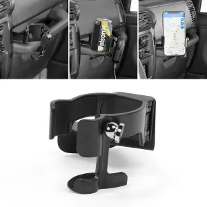 JeCar TJ Multi-Function Drink Cup Phone Holder, 2 in 1 Bolt-on Walkie Talkie Stand Bracket Organizer Interior Accessories for Jeep Wrangler TJ 1997-2006