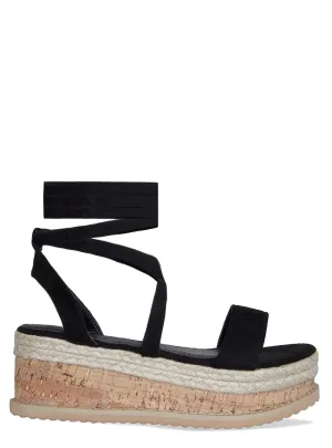 Jenny Black Suede Lace Up Espadrille Flatforms