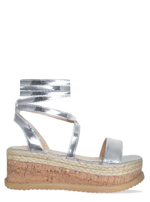Jenny Silver Lace Up Espadrille Flatforms