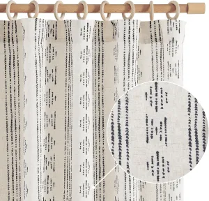 jinchan Boho Curtains for Living Room Farmhouse Black Curtains 84 Inch Length 2 Panels for Bedroom Geometric Striped Mudcloth Light Filtering Window Drapes Rod Pocket Black on Beige