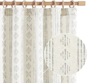 jinchan Boho Curtains Linen Blend Drapes for Bedroom Farmhouse Grey Curtains 84 Inches Long 2 Panels for Living Room Geometric Striped Window Window Treatment Set Rod Pocket Grey on Beige