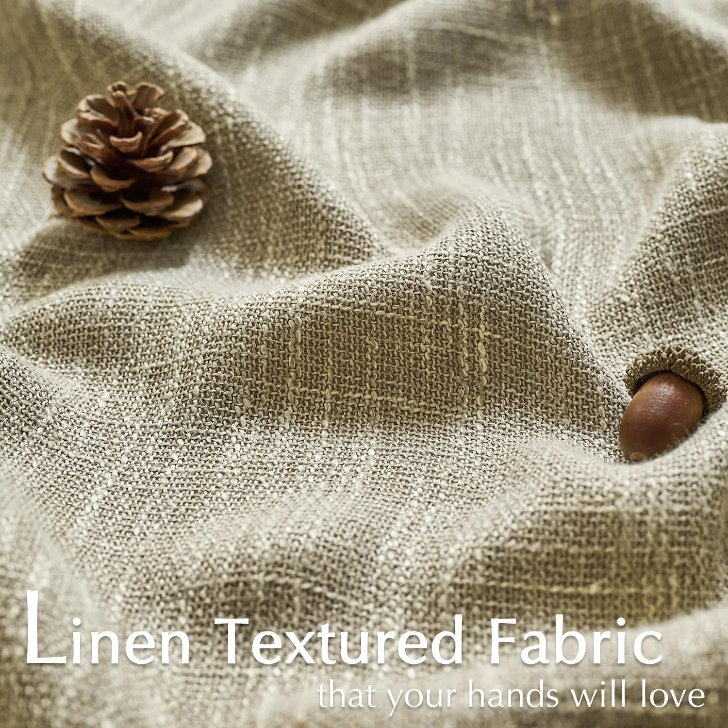 jinchan Burlap Look Curtains 84 Inches Long Linen Textured Curtains for Living Room Light Filtering Farmhouse Curtains Rod Pocket Window Curtain Panels for Bedroom 2 Panels Tan Curtains