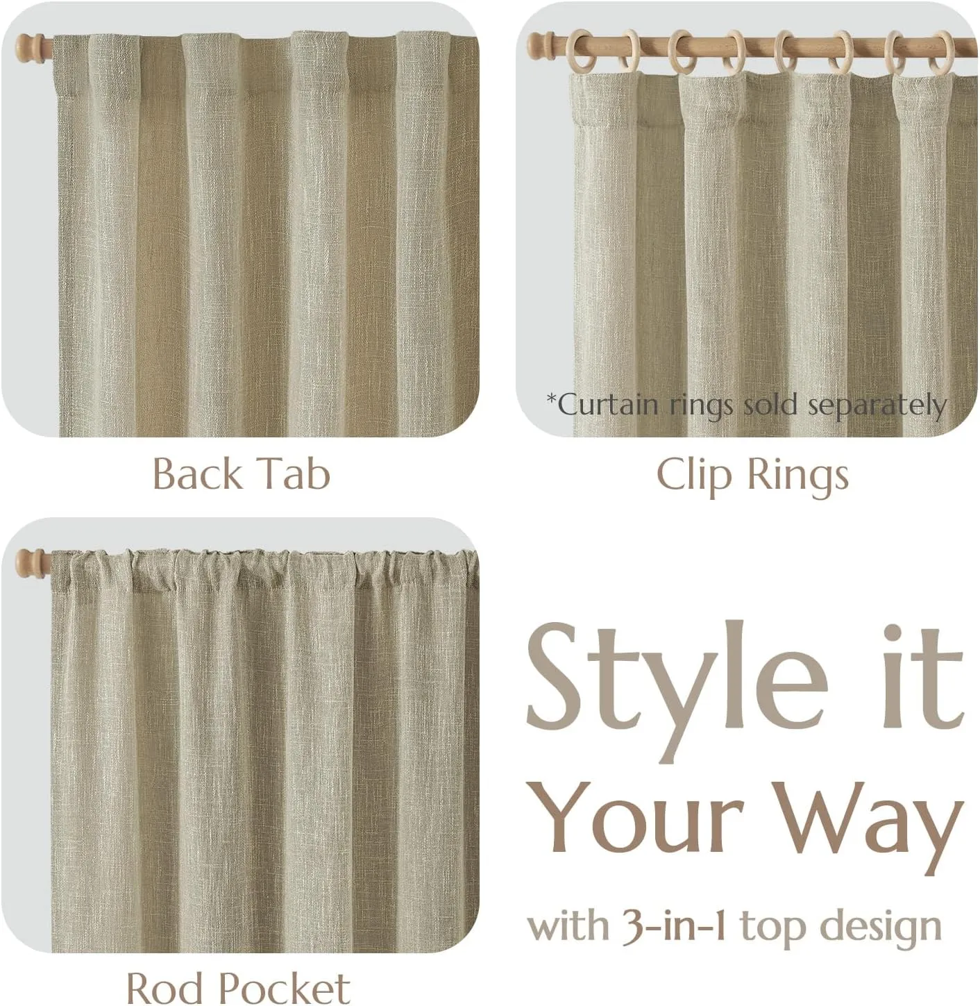 jinchan Burlap Look Curtains 84 Inches Long Linen Textured Curtains for Living Room Light Filtering Farmhouse Curtains Rod Pocket Window Curtain Panels for Bedroom 2 Panels Tan Curtains