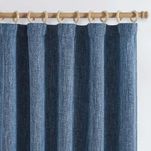 jinchan Burlap Look Curtains 84 Inches Long Textured Curtain for Living Room Light Filtering Farmhouse Drapes Rod Pocket Window Curtain Drape for Bedroom 2 Panels Blue Curtains
