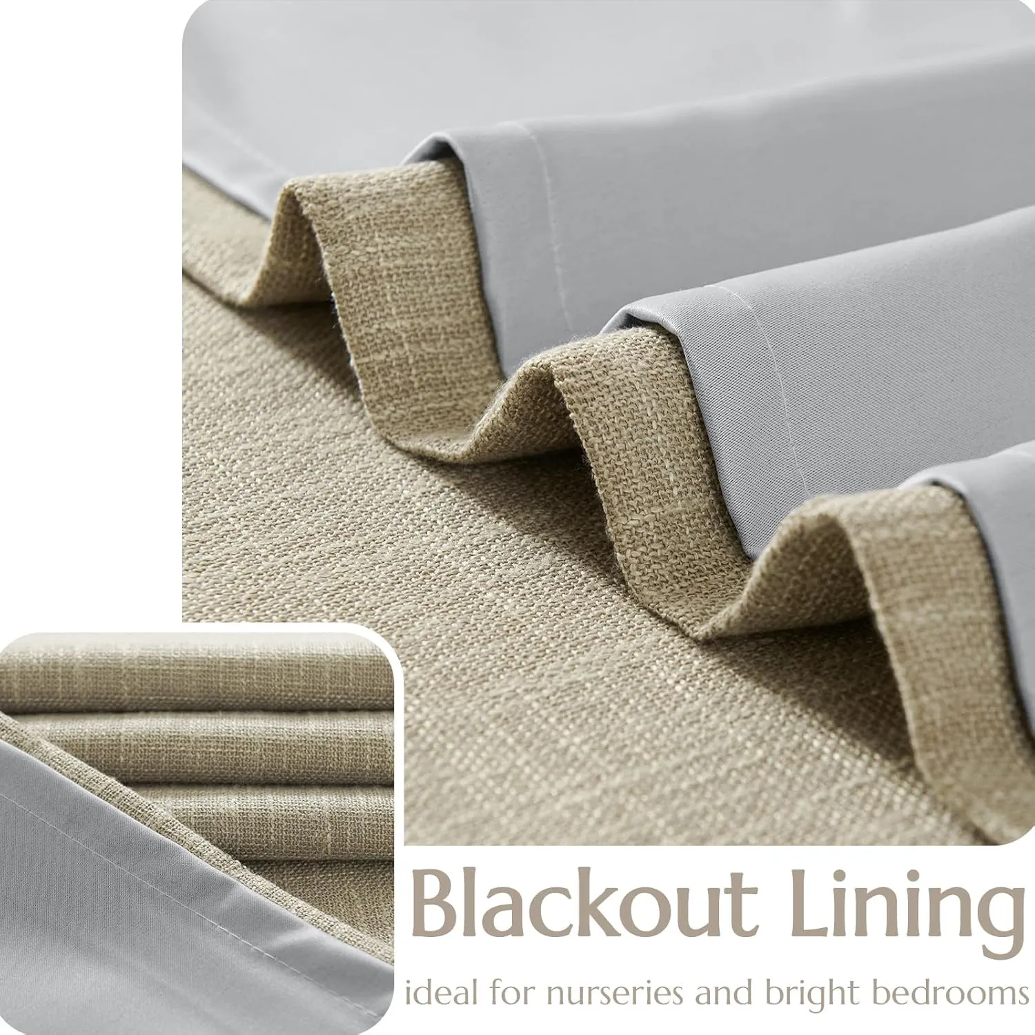 jinchan Burlap Look Curtains Blackout Curtains for Bedroom Lined Linen Textured Look Curtains for Living Room 84 Inches Long French Country Curtains Farmhouse Window Curtains 2 Panels Tan Curtains