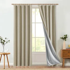 jinchan Burlap Look Curtains Blackout Curtains for Bedroom Lined Linen Textured Look Curtains for Living Room 84 Inches Long French Country Curtains Farmhouse Window Curtains 2 Panels Tan Curtains