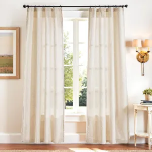 jinchan Linen Blend Beige Curtains 84 Inches Long for Living Room Farmhouse Rod Pocket Back Tab Light Filtering Window Drapes for Bedroom Curtains Crude 2 Panels