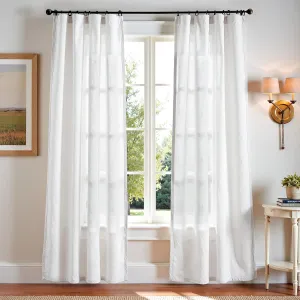 jinchan Linen Blend White Curtains 84 Inches Long for Living Room Farmhouse Rod Pocket Back Tab Light Filtering Window Drapes for Bedroom Curtains Off White 2 Panels