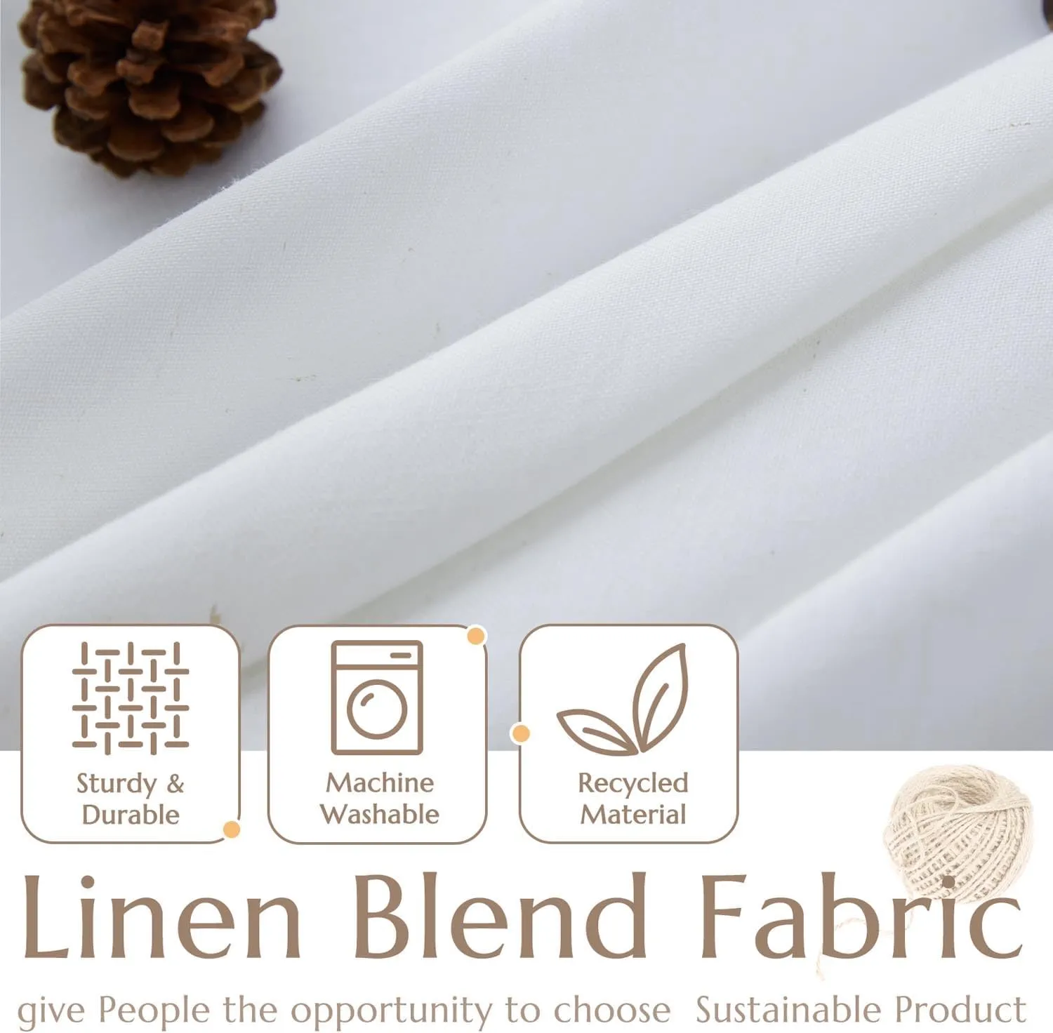 jinchan Linen Textured Tier Curtains 36 Inch for Kitchen Windows Farmhouse Cafe Curtains Small Drapes Rustic Light Filtering Half Window for Living Room Laundry Rod Pocket 2 Panels White