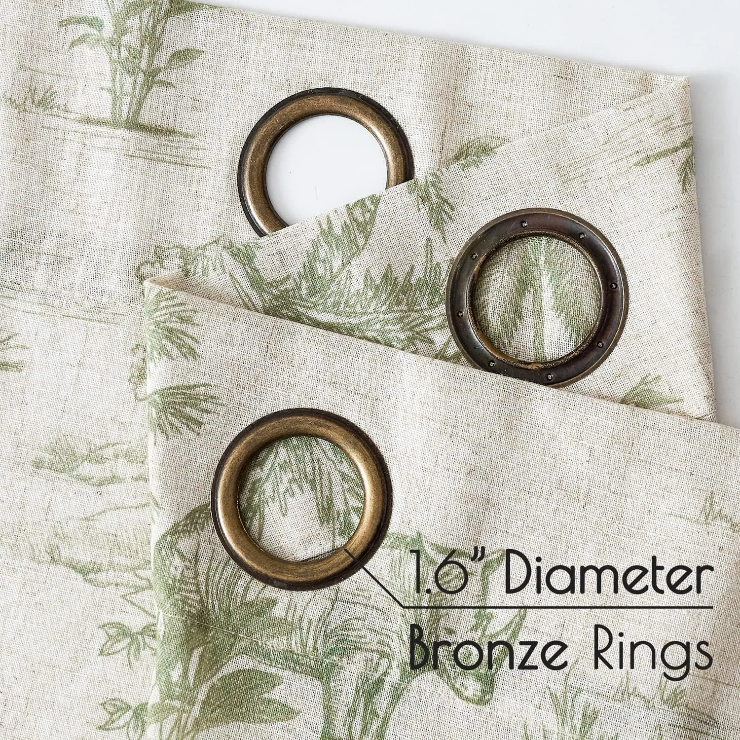 jinchan Linen Toile Curtains 84 Inches Long for Living Room Toile de Jouy Printed Farmhouse French Country Curtains Grommet Top Light Filtering Window Drapes for Bedroom 2 Panels Green on Beige