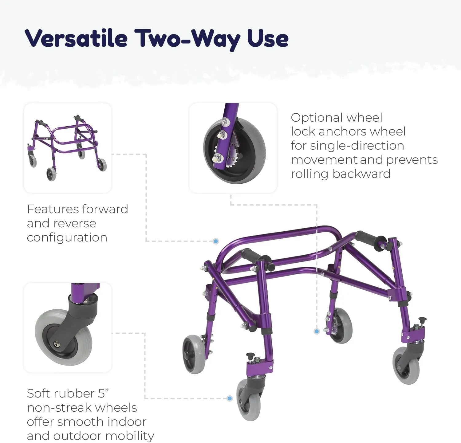 KA1200-2GKB Nimbo Posterior Walker Pediatric Walker for Children, Knight Blue