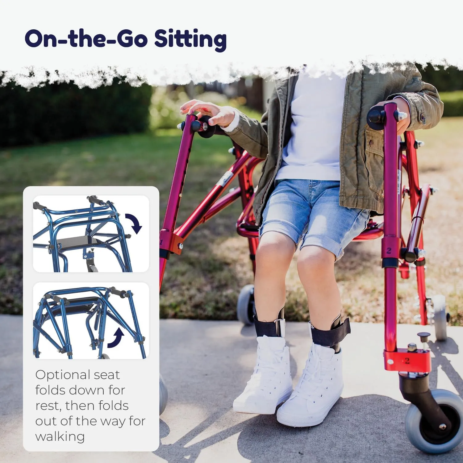 KA1200-2GKB Nimbo Posterior Walker Pediatric Walker for Children, Knight Blue
