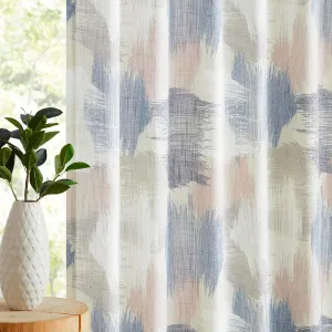 Kayne Studio Blue Pink Watercolor Boho Abstract Light Filtering Curtains,84 Inches Long Semi Sheer Colorful Curtains for Living Room and Farmhouse,Backtab Rod Pocket Window Drapes,52W x 84L.2 Panels