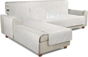 KinCam 100% Waterproof Sectional Couch Covers, Reversible L Shaped Sofa Covers 3pcs Sofa Slipcovers for Sectional Chaise Slipcover for Pets Kids (Small, Beige)