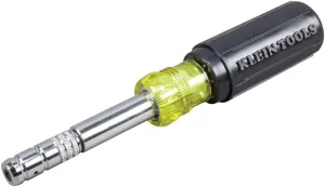 Klein Tools 32596 Multi-Bit Screwdriver /Nut Driver, Magnetic 8-in-1 HVAC Slide Drive Tool with Hex, Phillips, Schrader Bits, Nut Drivers