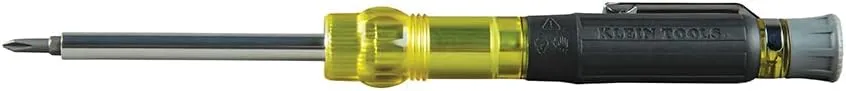 Klein Tools 32614 Multi-bit Precision Screwdriver Set, 4-in-1 Electronics Pocket Screwdriver, Professional Phillips and Slotted Bits, EDC