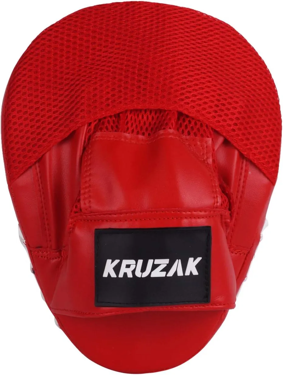 Kruzak Plain Punching Focus Mitts, Curved Hook and Jab Mitts for Muay Thai, MMA Training, Focus Pads for Boxing, Martial Arts, and Punching Target