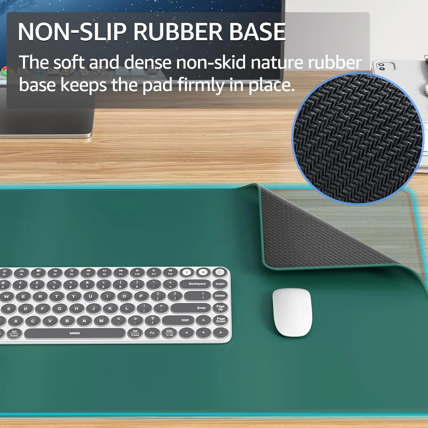 KTRIO Large Gaming Mouse Pad with Stitched Edges, Extended Mousepad with Superior Micro-Weave Cloth, Non-Slip Base, 31.5 x 15.7 in Keyboard Pad, Desk Mat for Gamer, Office & Home, Green