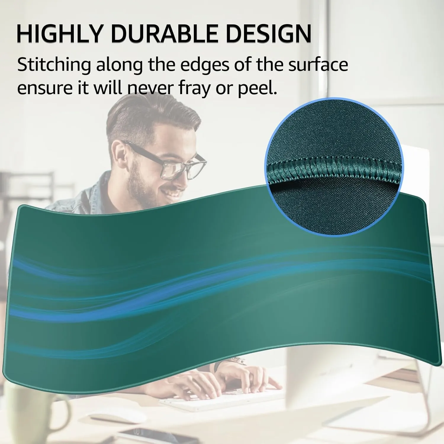 KTRIO Large Gaming Mouse Pad with Stitched Edges, Extended Mousepad with Superior Micro-Weave Cloth, Non-Slip Base, 31.5 x 15.7 in Keyboard Pad, Desk Mat for Gamer, Office & Home, Green