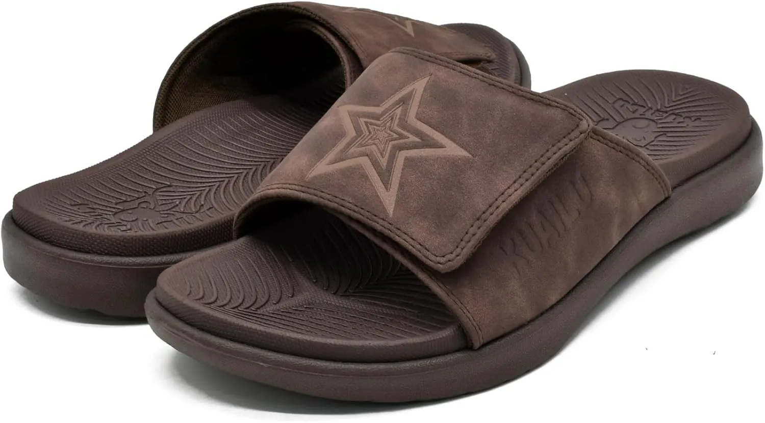 KuaiLu Mens Slides Soft Cushion Sport Sandals with Plantar Fasciitis Arch Support Adjustable Open Toe Summer Slippers Slip on Indoor Outdoor Size 7-15