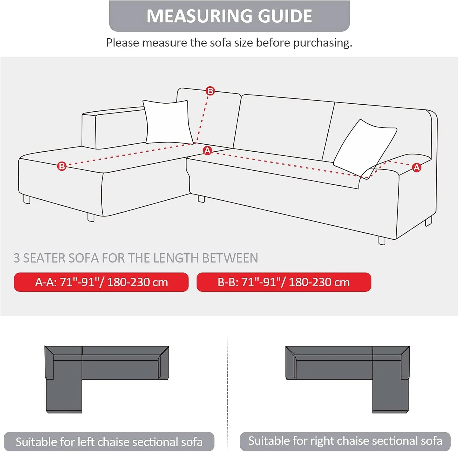 L Shape Sofa Couch Covers Super Stretch 2pcs, 3   3 Seaters Sectional Chaise Slipcover with 2pcs Pillow Covers for Pets Kids, Light Grey