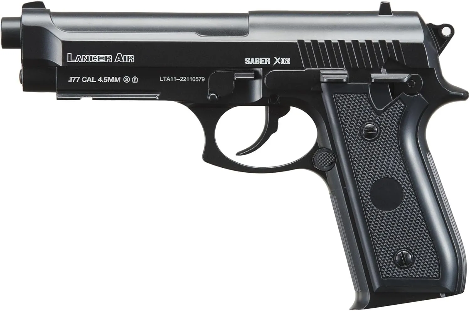 Lancer Tactical Air Pistol Saber Beretta X92 Full Steel CO2 Airgun Pistol-480 FPS (100 Rounds Metal BB Included)