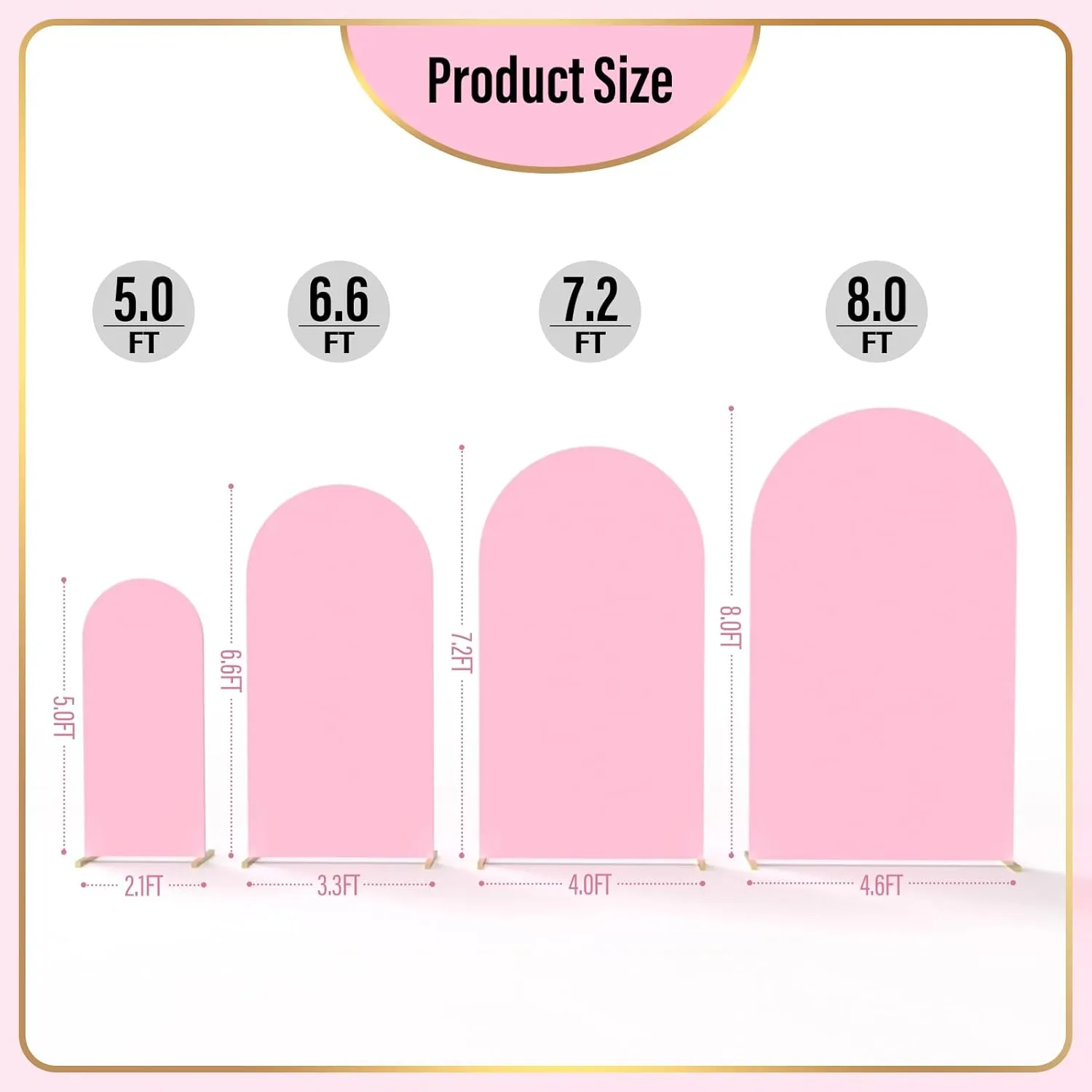 LEBENGURU Upgraded 6FT Wedding Arch Cover, Light Pink Spandex Fitted Arch Backdrop Cover, Round Top Chiara Stand Covers for Birthday Party Baby Shower Banquet Balloon Décor