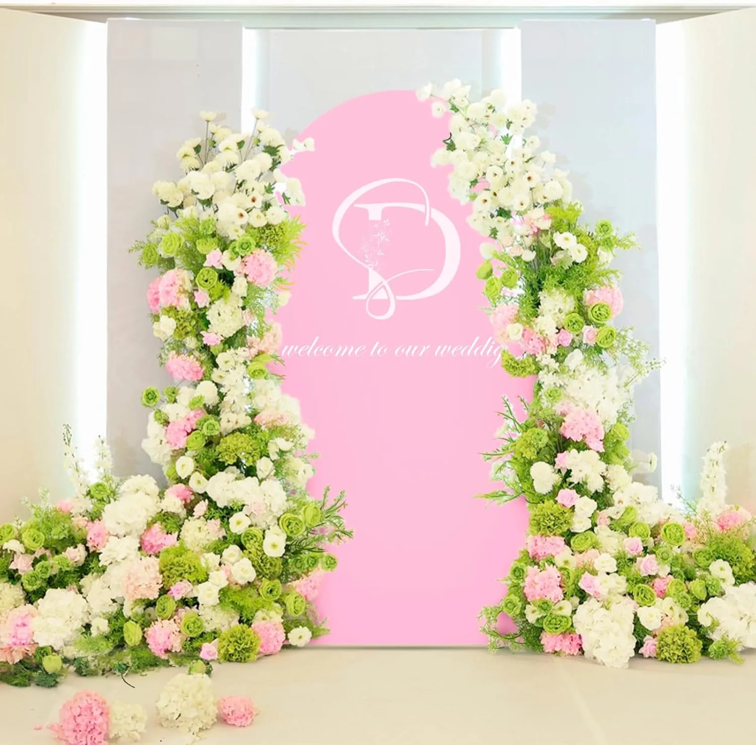 LEBENGURU Upgraded 6FT Wedding Arch Cover, Light Pink Spandex Fitted Arch Backdrop Cover, Round Top Chiara Stand Covers for Birthday Party Baby Shower Banquet Balloon Décor