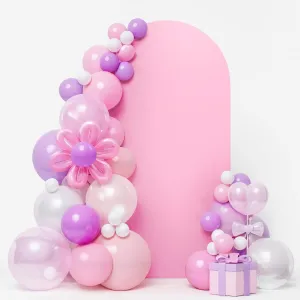 LEBENGURU Upgraded 6FT Wedding Arch Cover, Light Pink Spandex Fitted Arch Backdrop Cover, Round Top Chiara Stand Covers for Birthday Party Baby Shower Banquet Balloon Décor