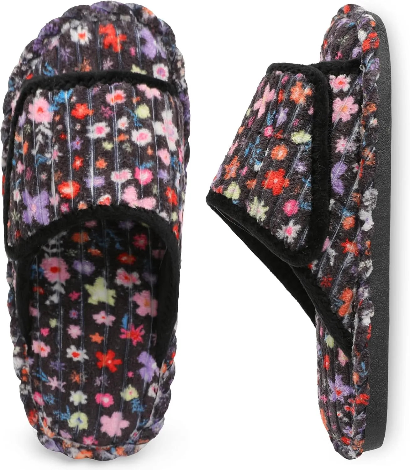 LeIsfIt Slippers for Women Adjustable Open Toe House Slippers Wide Diabetic Shoes Memory Foam Bedroom Slides Arthritis Edema House Shoes