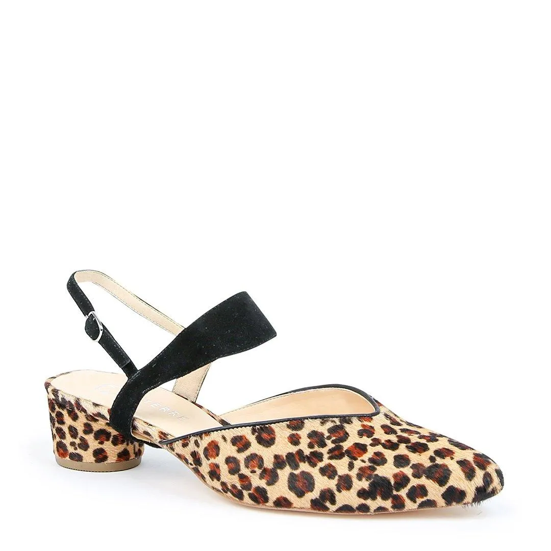 Leopard V Slide   Black Suede Elsie Strap