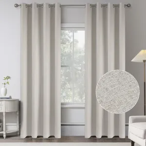 Light Beige Linen 100% Blackout Curtains 84 inch length for Bedroom Burg -2 Panels Burlap Textured Room Darkening Thermal Insulated Window Curtain Drapes for Living Room ,W 52 x L 84 Inches Long