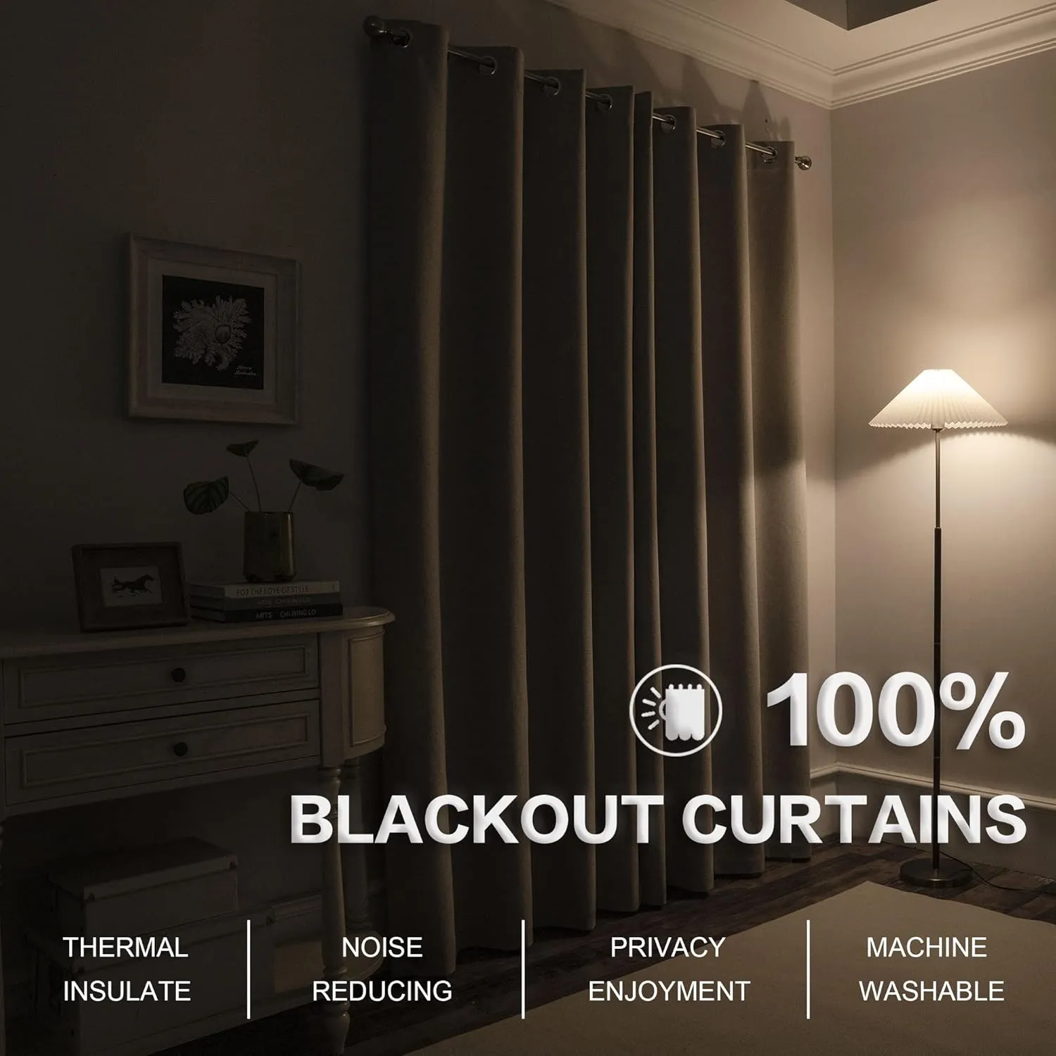 Light Beige Linen 100% Blackout Curtains 84 inch length for Bedroom Burg -2 Panels Burlap Textured Room Darkening Thermal Insulated Window Curtain Drapes for Living Room ,W 52 x L 84 Inches Long