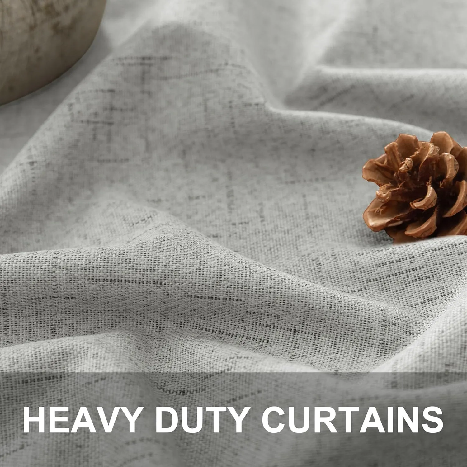 Light Grey Blackout Curtains 84 Inch Length 2 Panels for Dining Room Darkening Curtain for Bedroom Gray Linen Textured Black Out Sunblock Light Blocking Long Drapes for Living Room Patio Door Back Tab