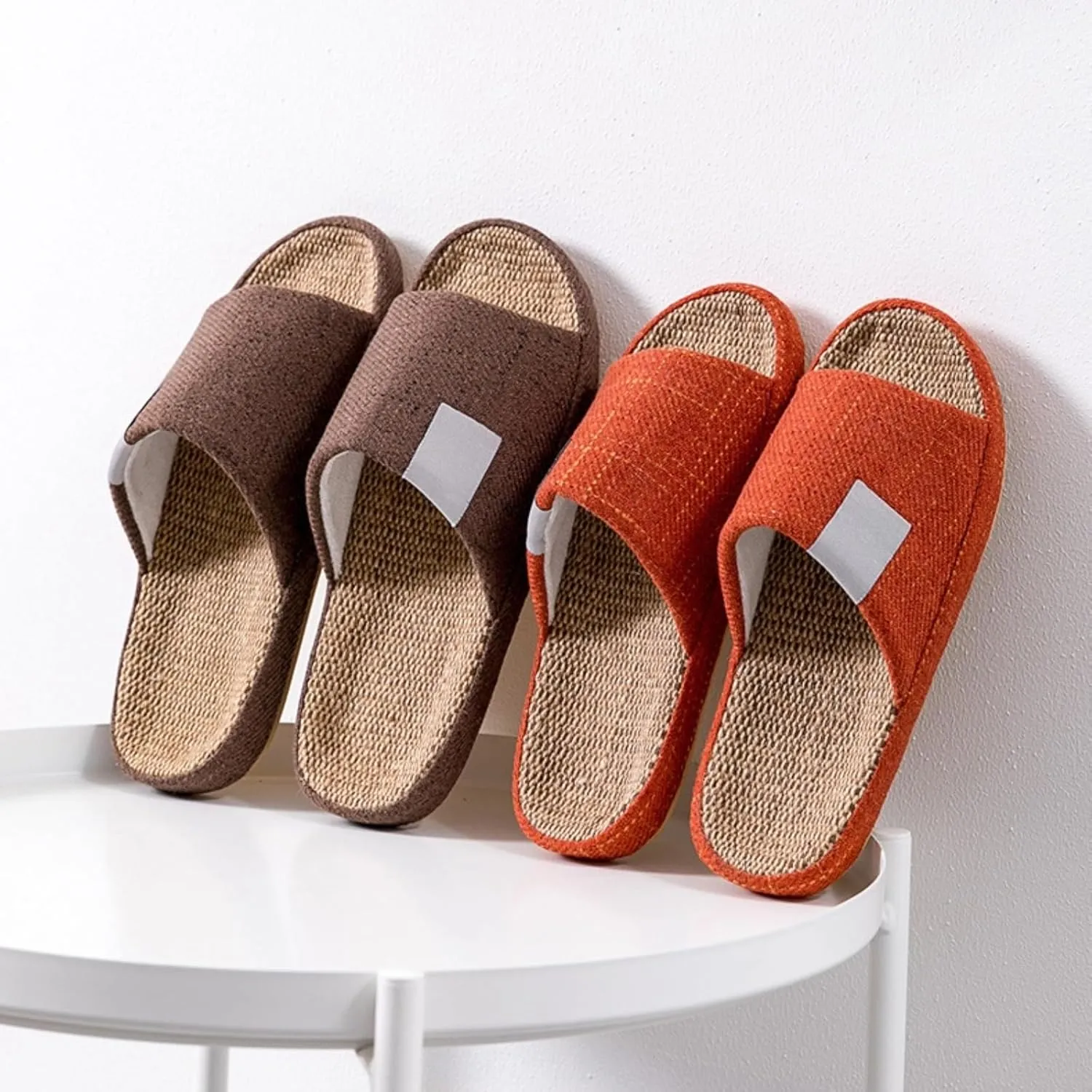 Linen Slippers Summer House Slippers for Women Men Outdoor Beach Slides Sandals House Shoes Non-Slip Indoor Home Slippers