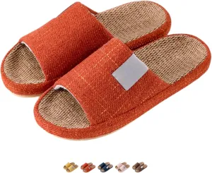 Linen Slippers Summer House Slippers for Women Men Outdoor Beach Slides Sandals House Shoes Non-Slip Indoor Home Slippers