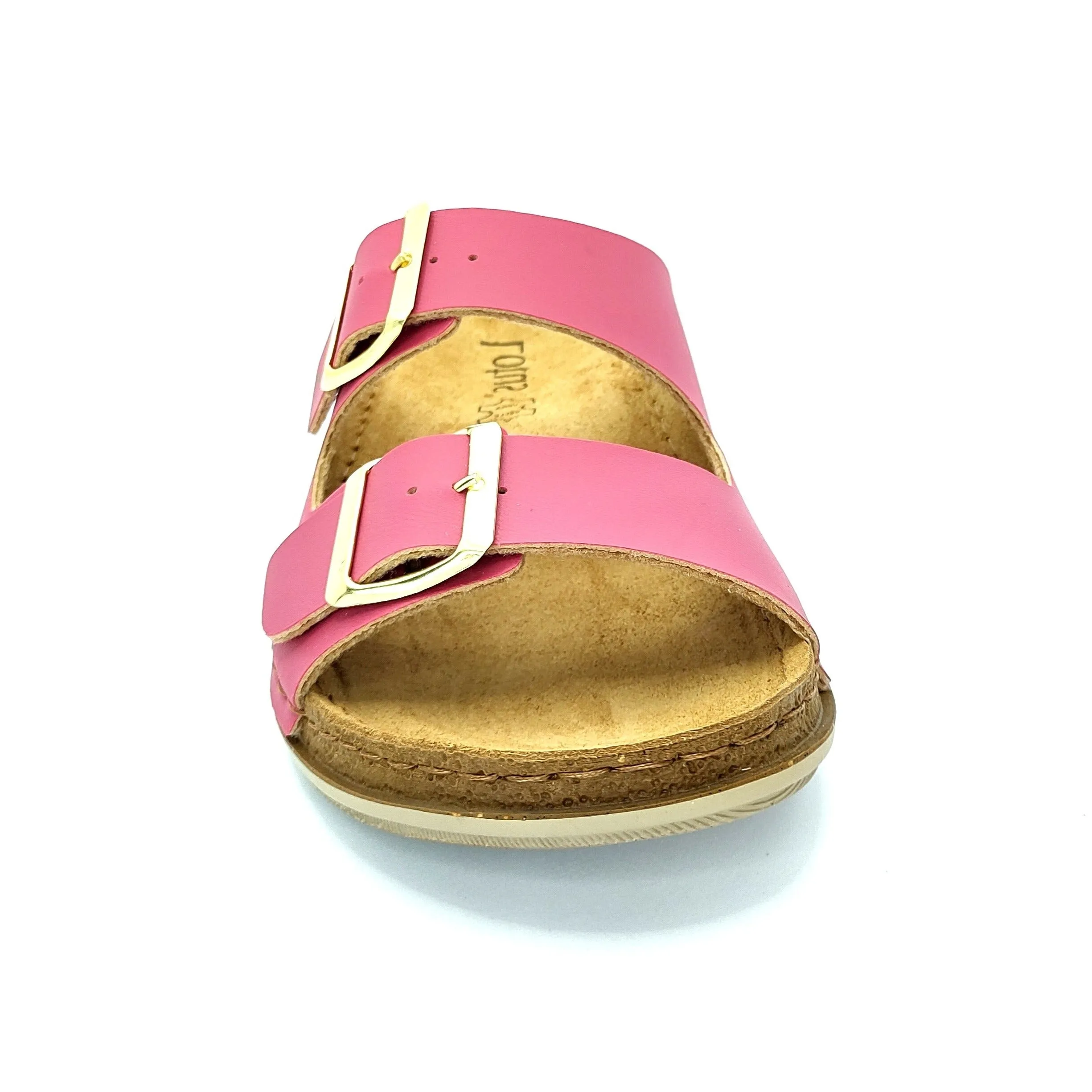 Lotus Cortona Women's Twin Strap Slider Mule Sandal Raspberry
