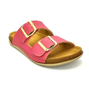 Lotus Cortona Women's Twin Strap Slider Mule Sandal Raspberry